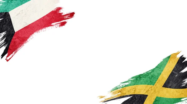 Флаги Кувейта и Ямайки на белом фоне — стоковое фото
